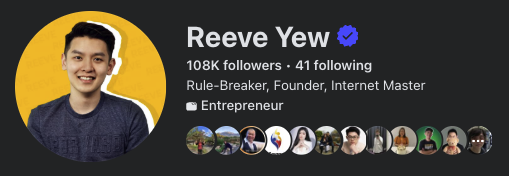 Meta-verified Facebook profile Reeve Yew