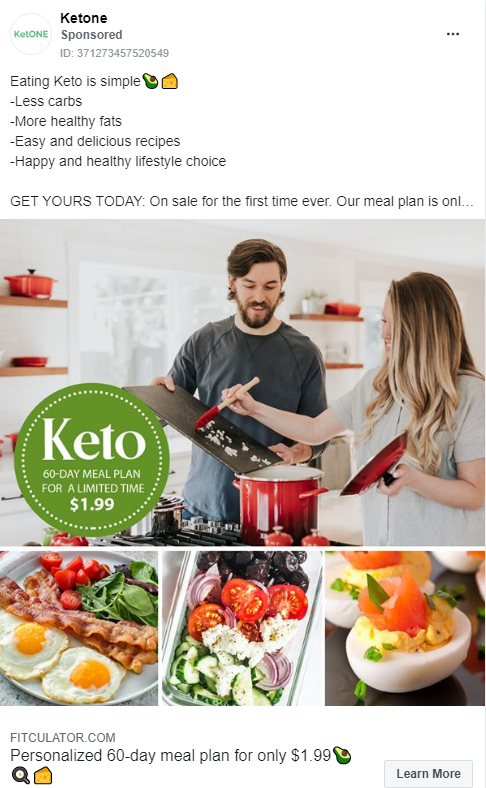 facebook ad best example ketone