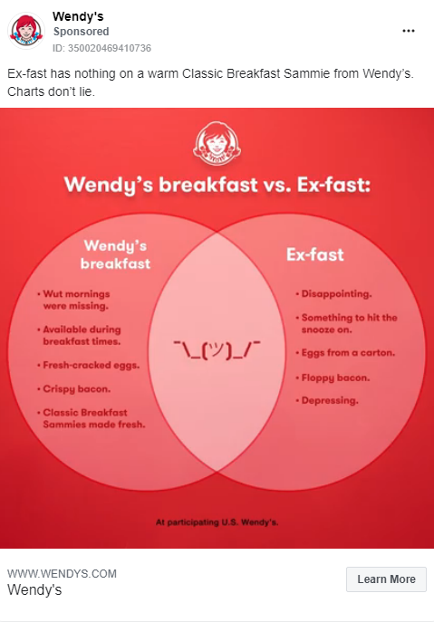 wendys best facebook ad example