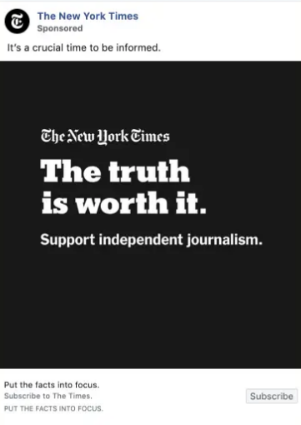 new york times best facebook ad example