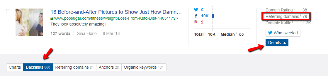 Ahrefs Content Explorer Details