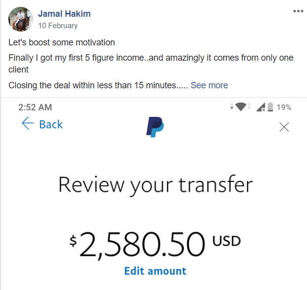 Jamal H. testimonial screenshot