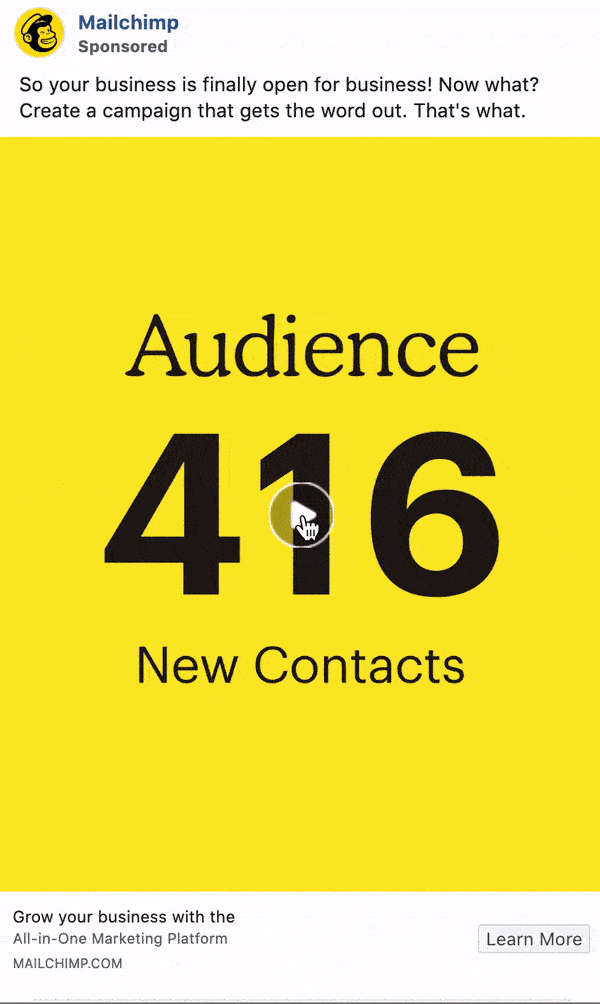 mailchimp best facebook ad example