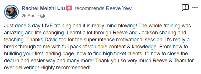 Workshop review screenshot — Rachel Liu